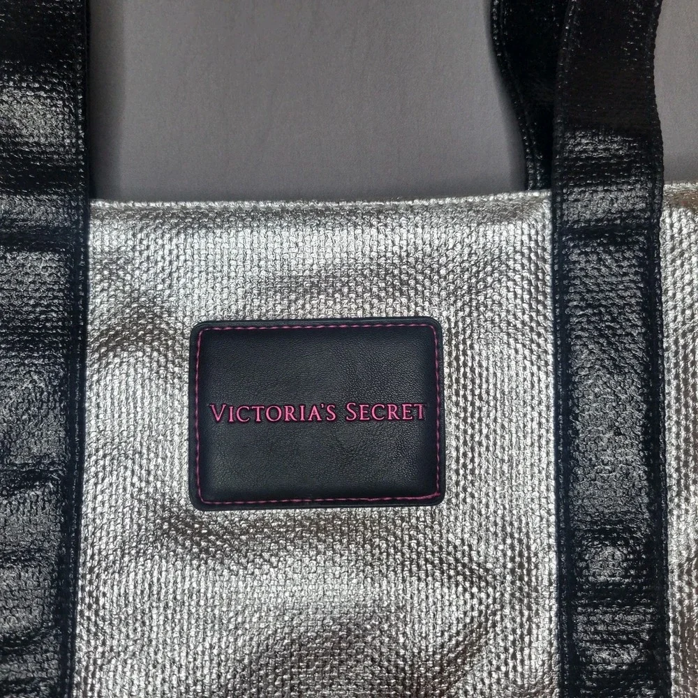 Victoria's Secret Weekender Bag Silver Fashion Tote NWOT